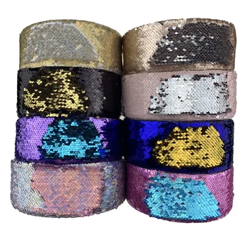 

75mm Reversible Sequin Ribbon many colors for you choose for Hairbows DIY