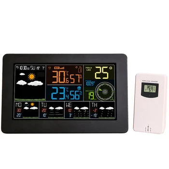 

EU Plug,Color WiFi Weather Station Weather Monitor Indoor and Outdoor Temperature Humidity Pressure Wind Speed