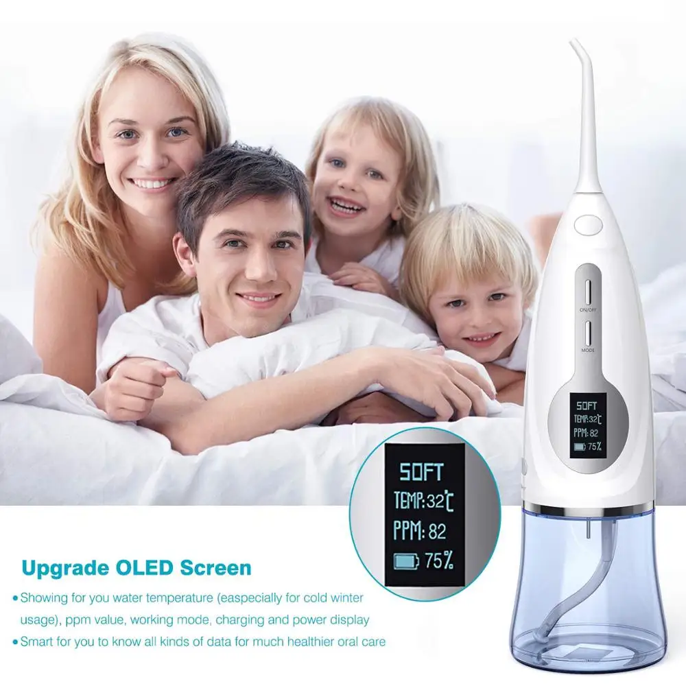 

Portable Oral Irrigator 300ml Dental Water Flosser Jet 3 Modes Water Floss USB Rechargeable Irrigator Dental Teeth Cleane