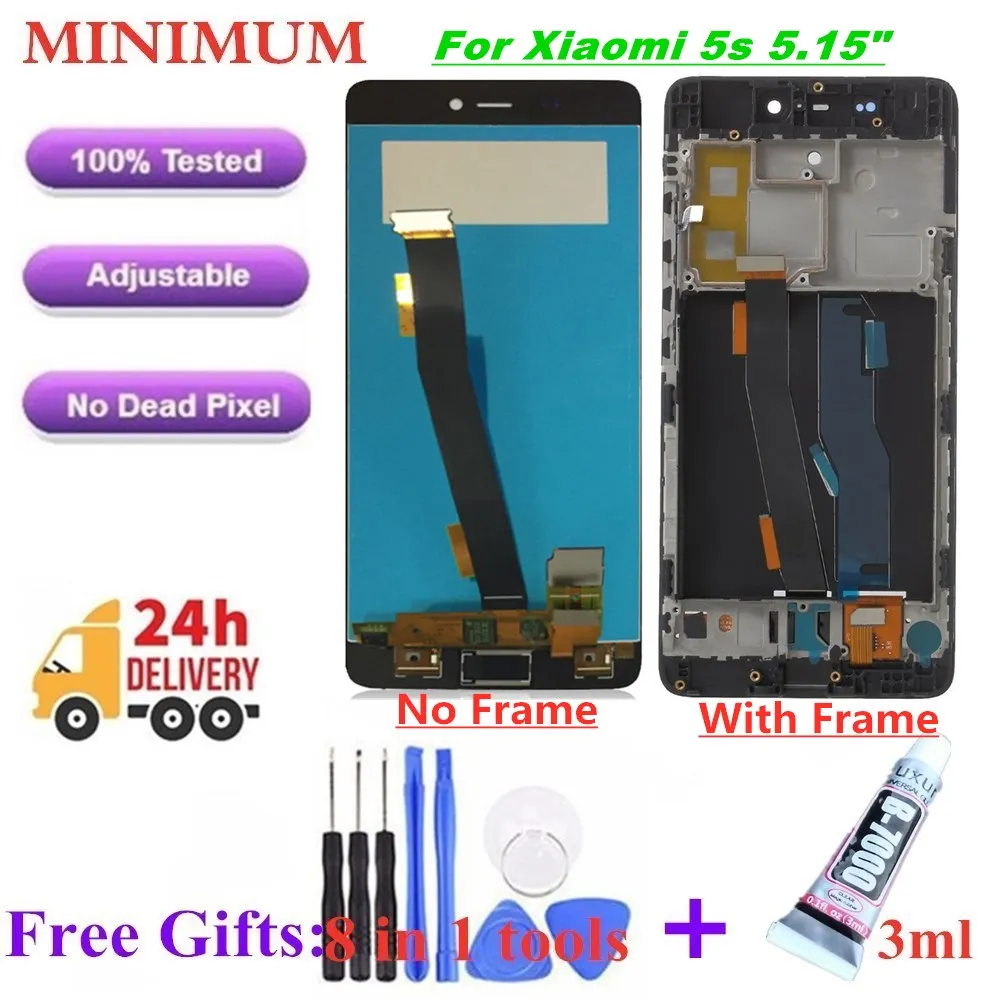 

For Xiaomi Mi 5s 5.15" LCD Display Touch Screen Digitizer Assembly With Frame For Xiaomi Mi5s M5s Replacement LCDs + Gift