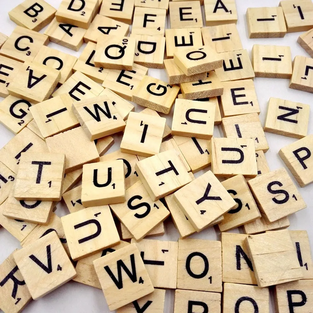 Wooden Scrabble Tiles Black Letters Tiles Crafts Wood Alphabets Toy UK seller 