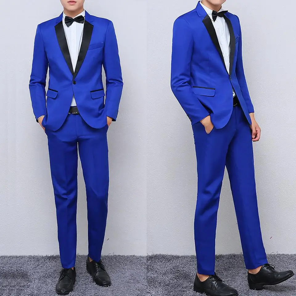 Traje De Hombre Azul 2019 Formal Trajes Boda Graduacion Para Hombres Esmoquin Ajustado Para Novio Chaqueta Con Pantalones 2 Piezas Nuevo Diseno Traje Blazer Conjunto Trajes Aliexpress