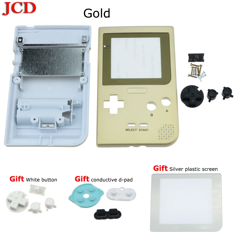 JCD DIY Набор прозрачный корпус Оболочка Чехол Замена для Gameboy карман для GBP Золотой корпус с резиновой кнопки-подкладки