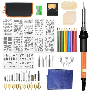 

Big deal EU Plug,60W Internal Heat Thermostat Electric Soldering Iron Set 73-Piece Engraving Pyrography Soldering Pen Set