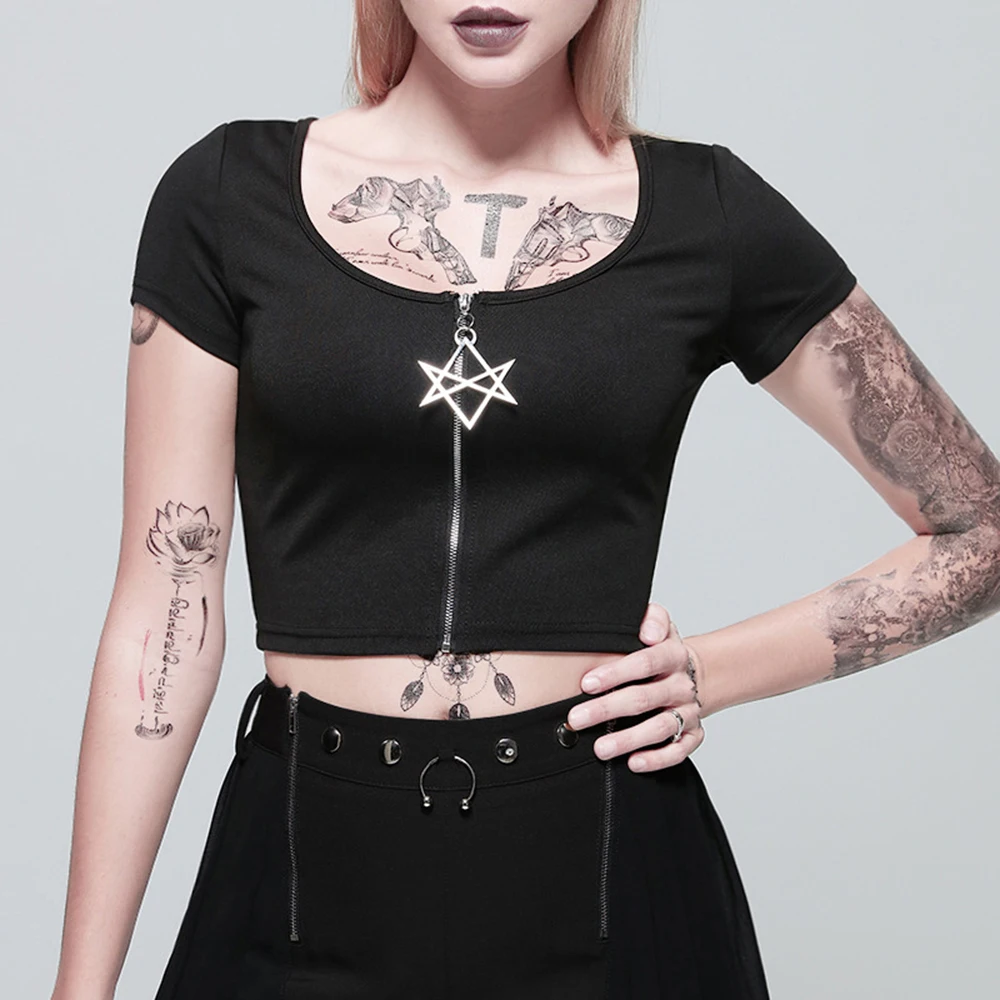 Aowofs Harajuku/футболка для девочек Ins темный панковский кардиган женские футболки с