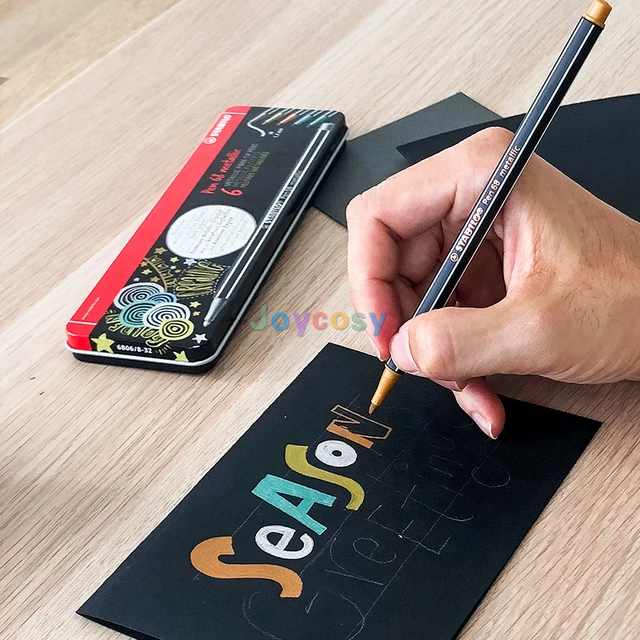 vloot monster Vaarwel Metallic Premium Felt Tip Pen Stabilo Pen 68 Metallic Color, Tin Box Set Of  6, Drawing And Hand Lettering With 1.4 Mm Line Width - Paint Markers -  AliExpress