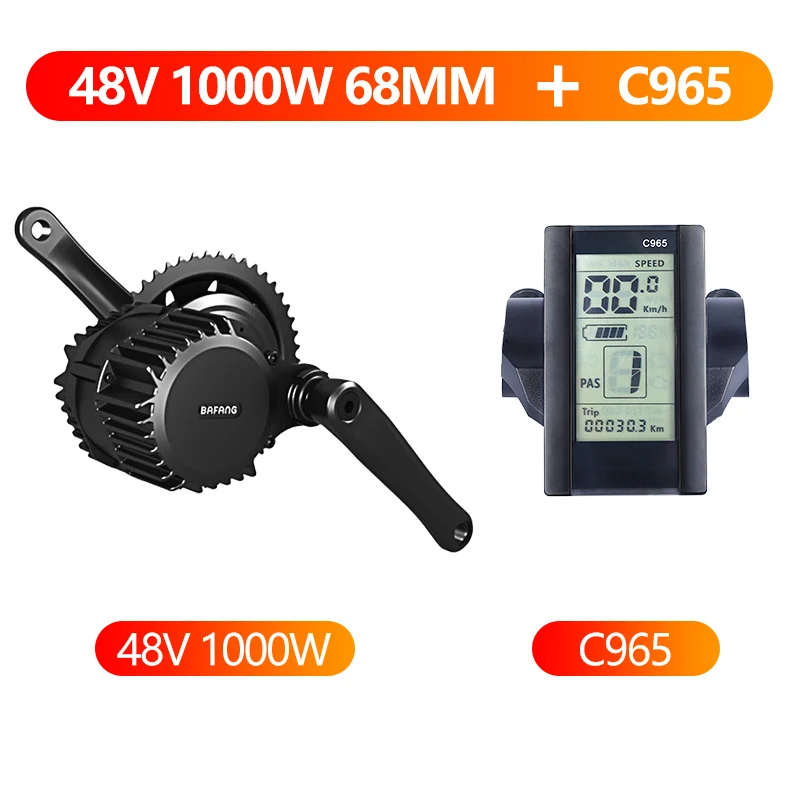 48V1000W68MM C965 Bafang среднемоторный привод 8fun BBS01 BBS02 BBS03/BBSHD велосипед электрический e велосипед конверсионный комплект центральный двигатель eBike часть - Цвет: 48V1000W68MM C965