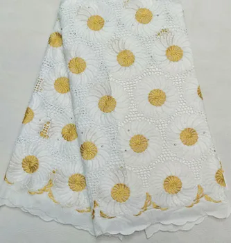 

High Quality Cotton Lace Fabric 2020 Latest Design Swiss Voile With Stone Swiss Voile Lace Switzerland For Party Dress HHQ1004