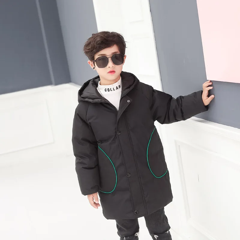 Детская Parkas2-10T, зимняя детская верхняя одежда, пальто Повседневная теплая куртка с капюшоном для мальчиков, однотонные теплые хлопковые парки для девочек, пальто