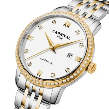 

Relogio feminino Switzerland CARNIVAL 2019 Women's Watch Automatic Calendar Waterproof Sapphire Stainless Steel Mechanical Watch