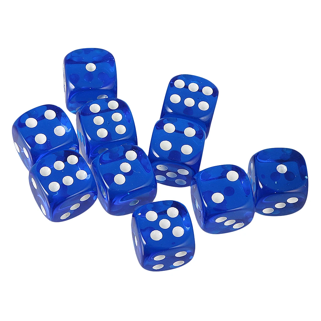 10pcs Acrylic 6 Sided Dices D6 Dice for D&D TRPG Party Board Game Toys