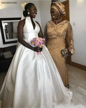 

Fashion V-neck Ball Gown Wedding Dresses Custom Made African Sleeveless Wedding Bridal Gowns