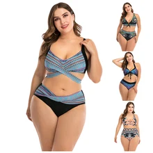Women’s Swimsuit Plus Size Bikini Set 2020 Floral High Waist Hollow-out Swimwear Bikini Lady Plus Size Swimsuit Beachwear