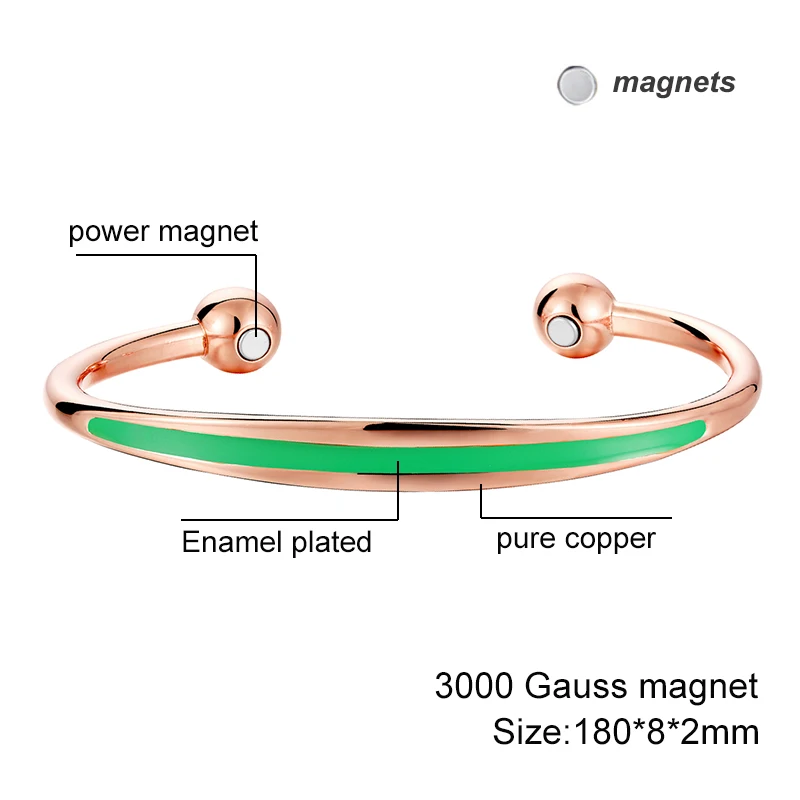 OKtrendy Health Care Magnetic Copper Bangles & Bracelets Bangle for Women Cuff Bracelet Green Enamel Jewelry