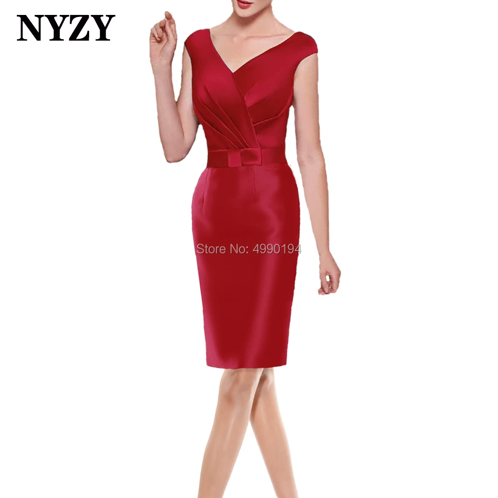 Cocktail Dresses NYZY M282 Sleeveless Fuchsia Satin Dress Party Prom Evening Homecoming