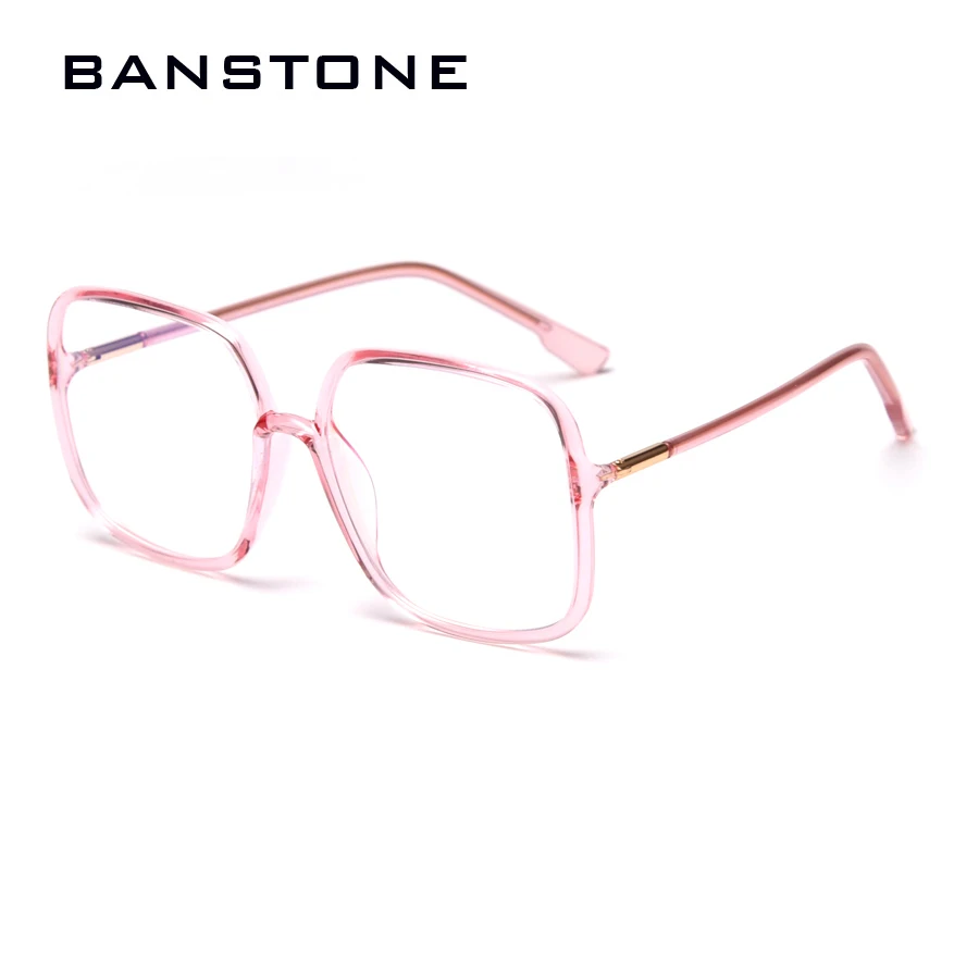 BANSTONE TR90 большие очки Квадратные женские прозрачные линзы мужские ретро оптические очки прозрачные зеленые аксессуары