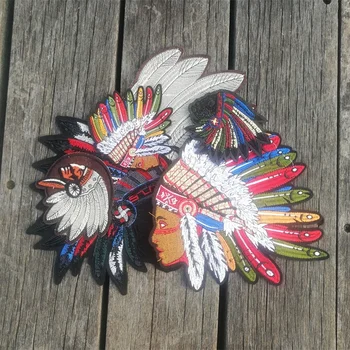 

Eco-Friendly Indian Biker Embroidered Iron on Front Chest Size Patch for Clothing Jacket Shirt Stickers Embroidery Patch