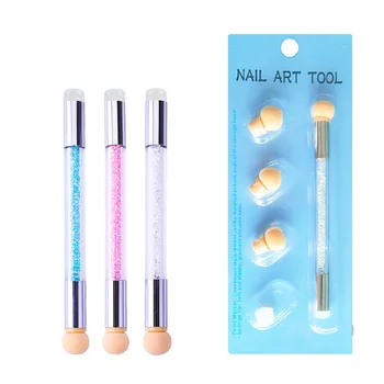 

3 Colors Nail art seal pen with diamond smudge print pen Mini print tool sponge silicone pen