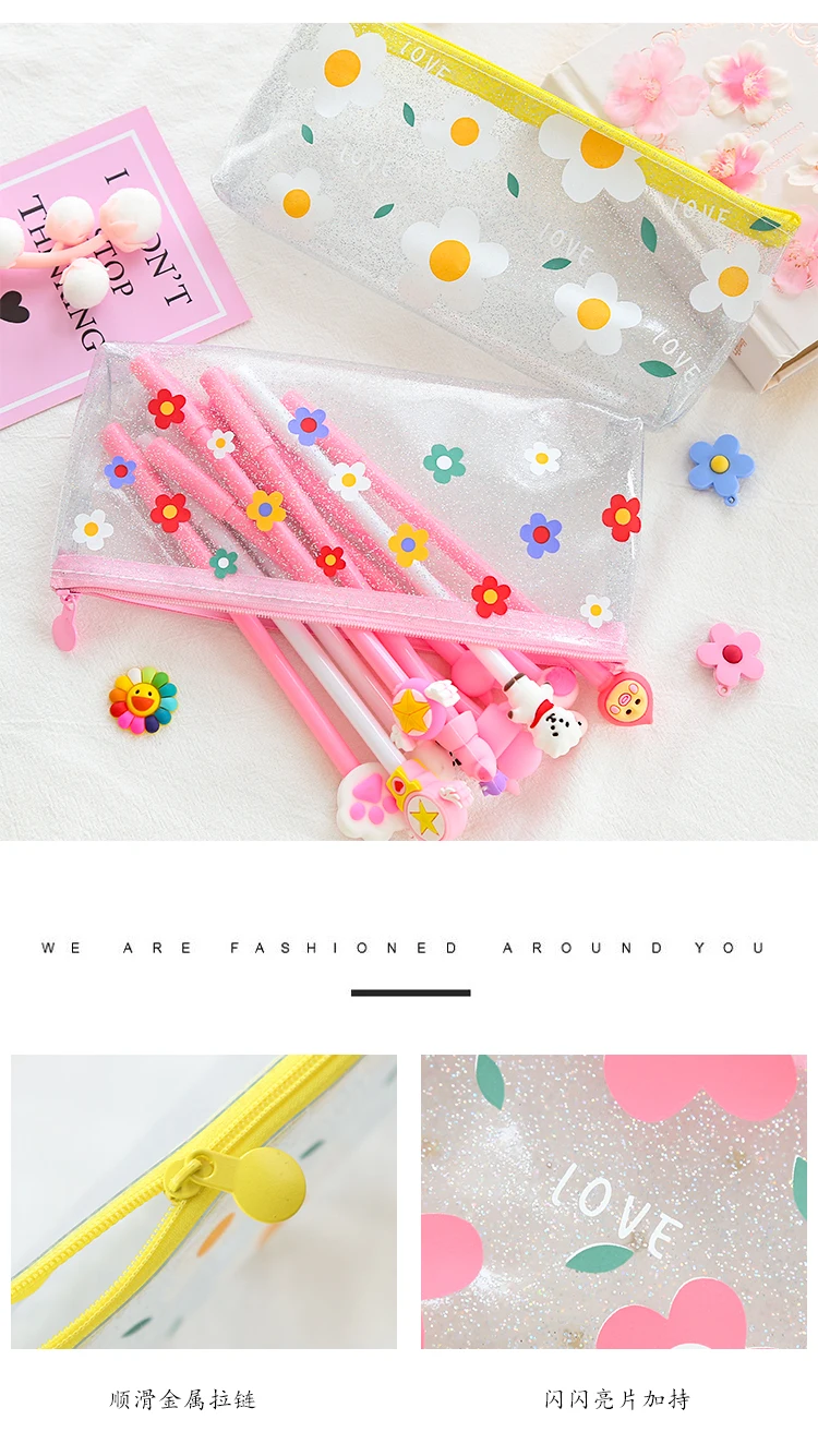 Cute Fruit Transparent Pencil Cases for girls Kawaii PVC Stationery pouch pen Bag School Office Supplies Escolar