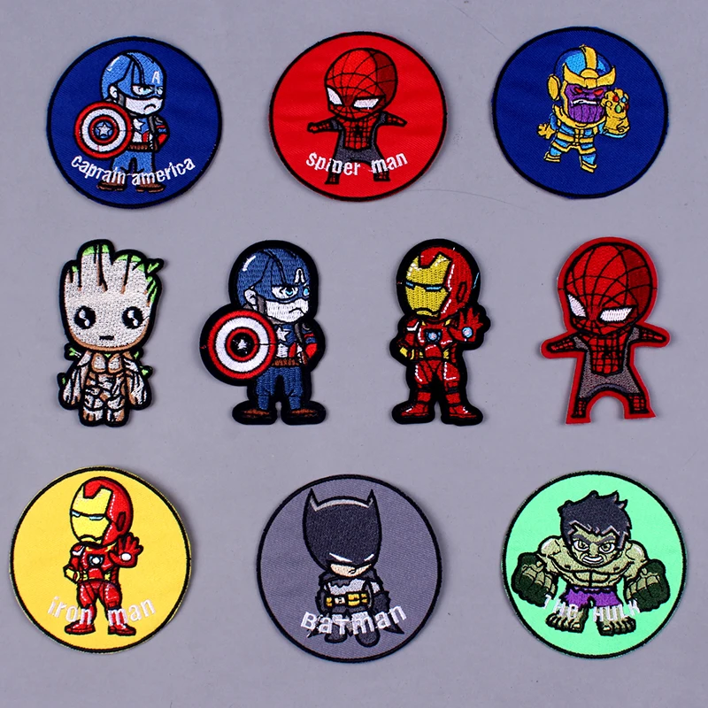 

Pulaqi Marvel Patch Avengers Embroidered Patches For Clothing Stickers Iron-on Clothing Patches Parche Marvel Applique Stripe F