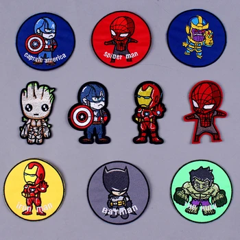 

Pulaqi Marvel Patch Avengers Embroidered Patches For Clothing Stickers Iron-on Clothing Patches Parche Marvel Applique Stripe F