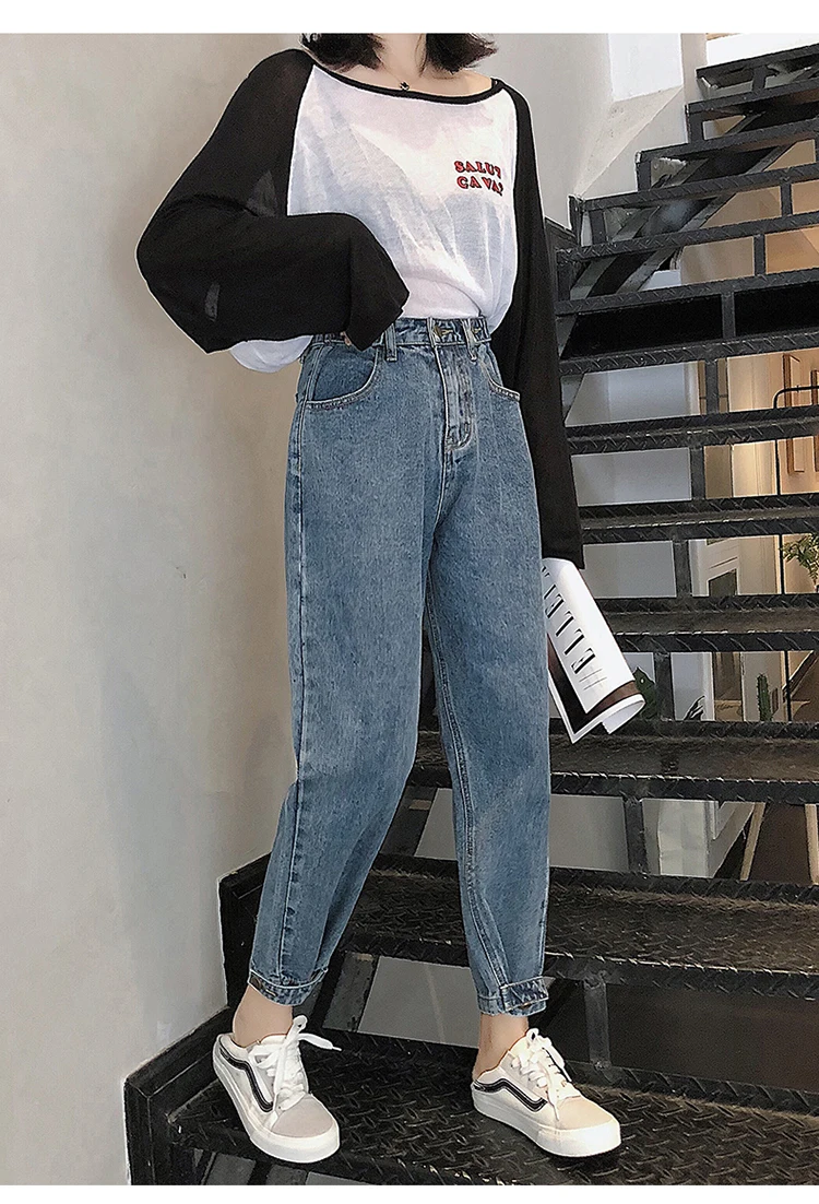 Women Mom Jeans Harem Jeans Casual Denim Pants Boyfriends Jeans Femme Trousers Ripped Jeans Vintage Retro-85