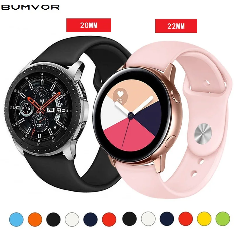 

Silicone strap For Samsung Galaxy watch 46mm/42mm/Active 2 band Gear S3/S2/Sport 20mm/22mm bracelet Huawei wtach GT S 3 42 46 mm