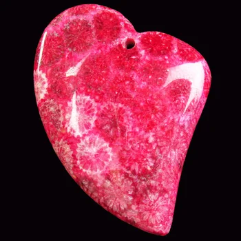 

1Pcs Beautiful Natural Red Nipomo Coral Heart Pendant Bead 48x35x8mm DP252