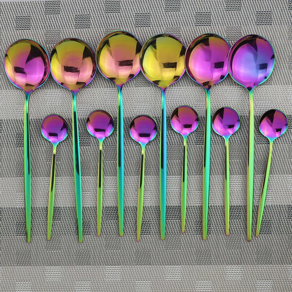 24 шт. золотой набор посуды зеркало Нержавеющая сталь Ножи вилка кофейная ложка