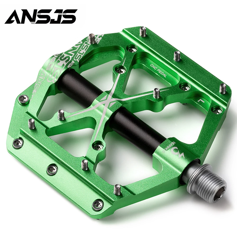 Ansjs 3 Bearings MTB Road Bicycle Pedals 6061 Alloy Platform 9/16 inch Pedals
