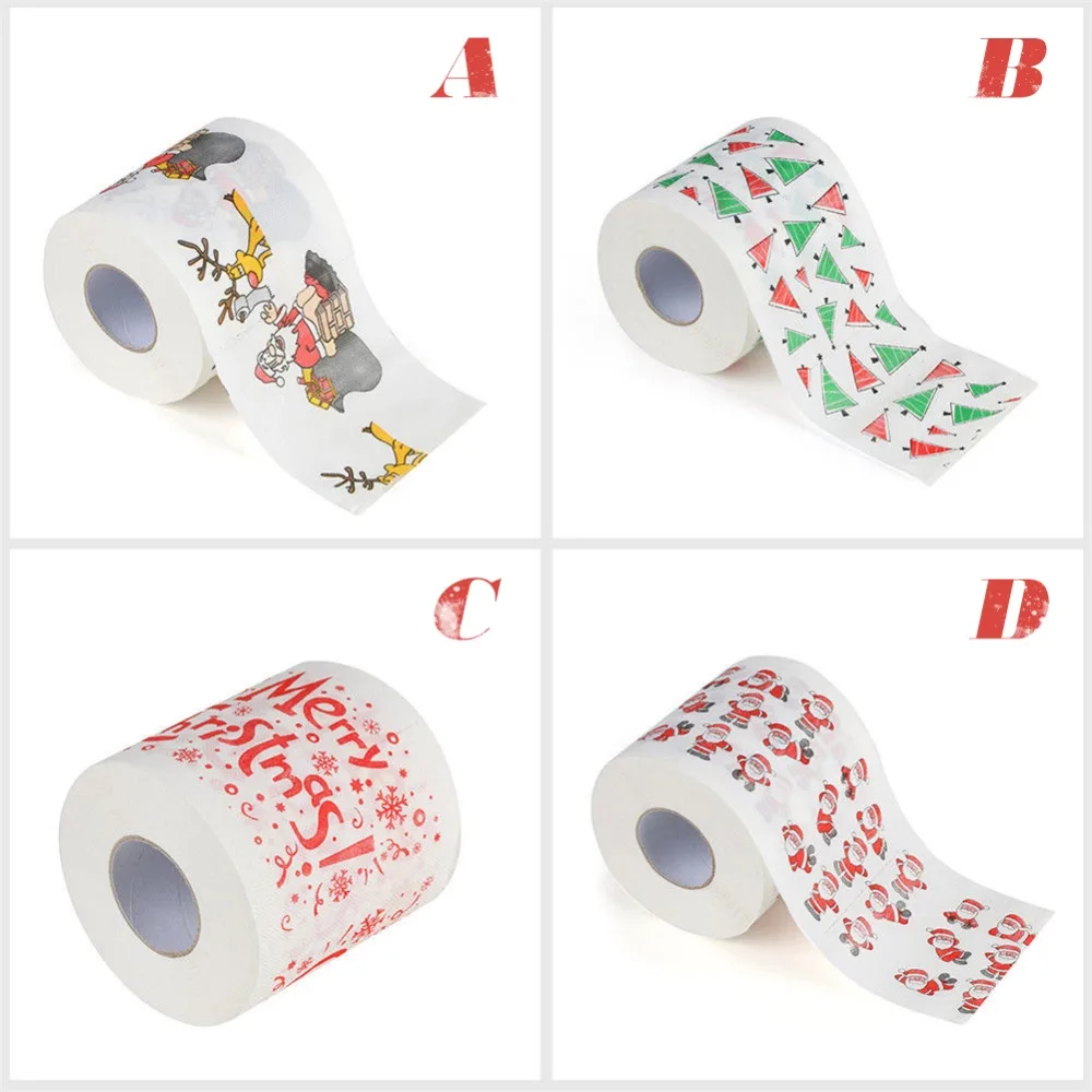 Горячая Распродажа Рождественская серия рулонных бумажных принтов смешной Санта Клаус шаблон туалетная бумага