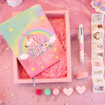 

Cute Planner Notebook Gift Set Cartoon Rainbow Pink Unicorn Series Bullet Journal For Sweet Girl School Supply Lovely Diary