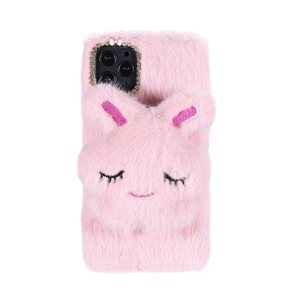 KISSCASE милый пушистый чехол для телефона с кроликом для iphone 11 Pro 7 XR X XS MAX мягкие чехлы с принтом "Кролик" для iphone 7 8 6 6S Plus пушистые чехлы