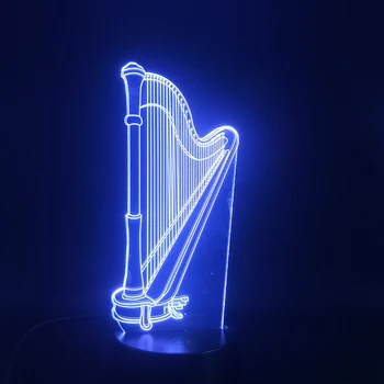 

3D Lamp Harp Instrument Best Present for Girls Visual Light Effect The Alarm Clock Base Touch Sensor Usb Led Night Light Lamp