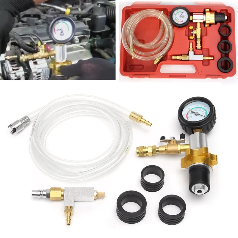 Monland Vacuum Cooling System Car Radiator Coolant Refill & Purging Tool Gauge Kit With Air Pump Car Wash Easy Connect 