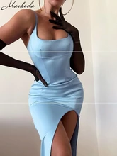 Macheda – robe de soirée en satin pour femmes, tenue de fête, tendance, Slim, doux, couleur unie, collection printemps 2022 
