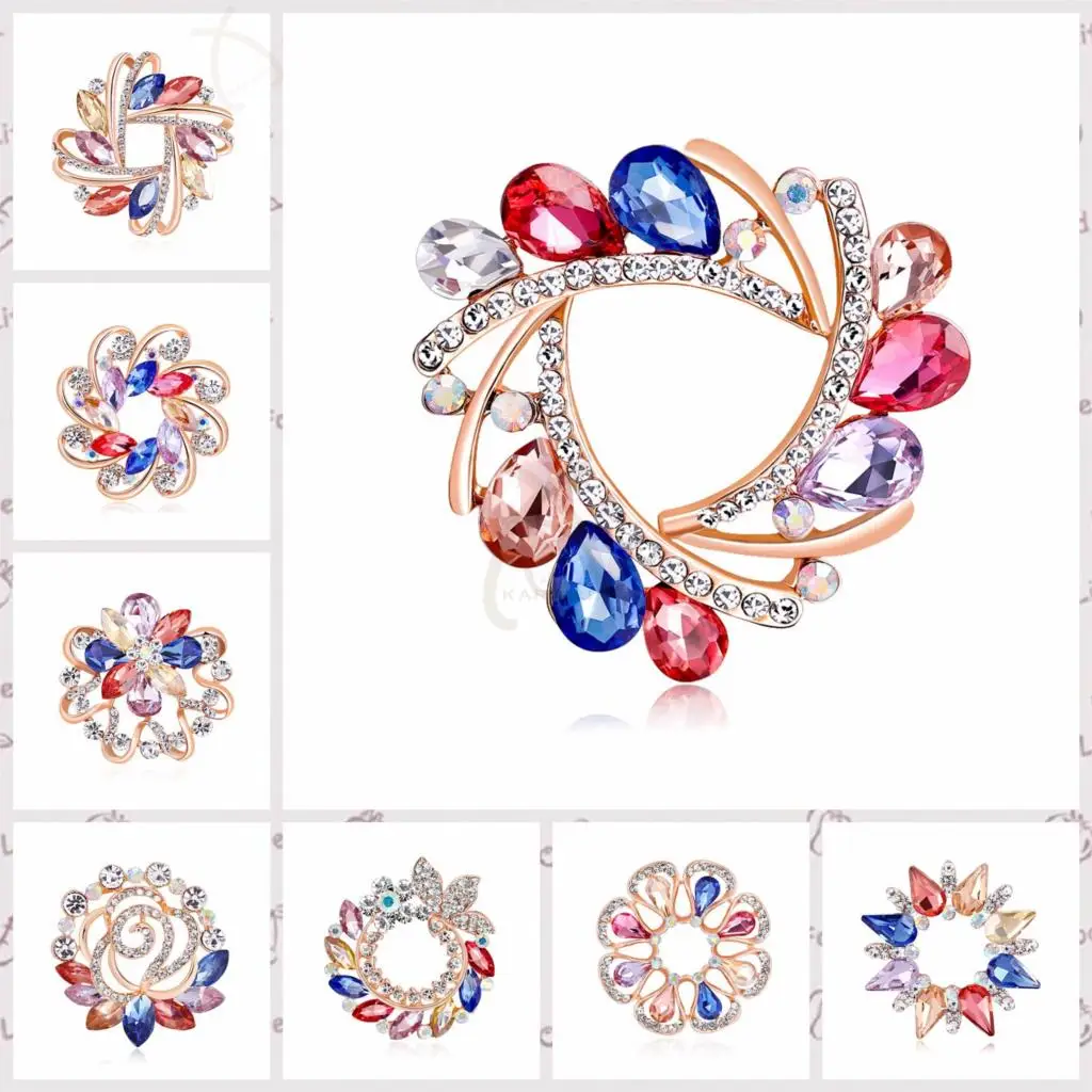 

30 Styles Scarf Pin Colorful Multicoloured Crystal Hijab Brooch Women