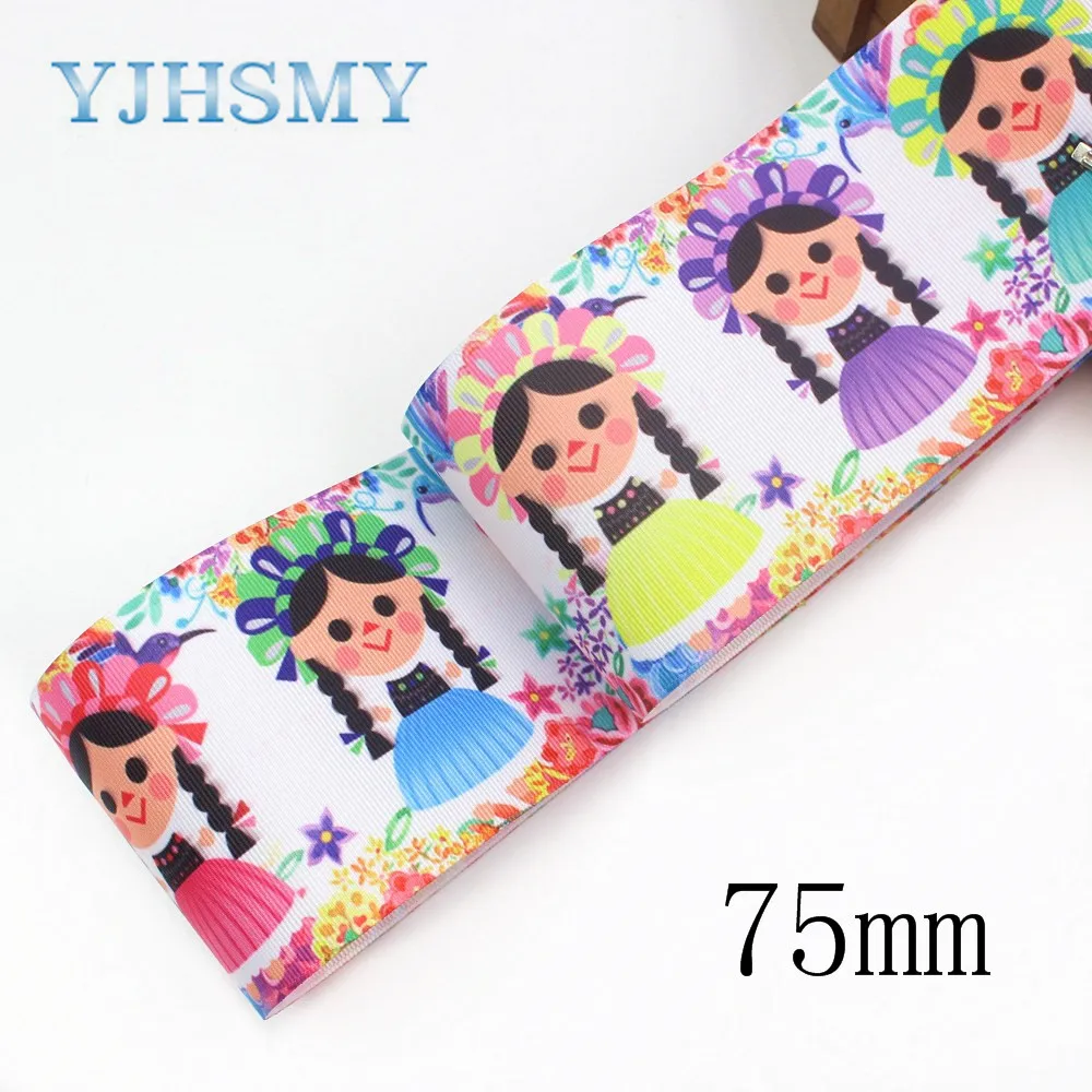 I-19921-2269, 75 мм 3 ''девочка кукла мультфильм Печать grosgrain лента упаковка дизайн, DIY аксессуары материалы ручной работы