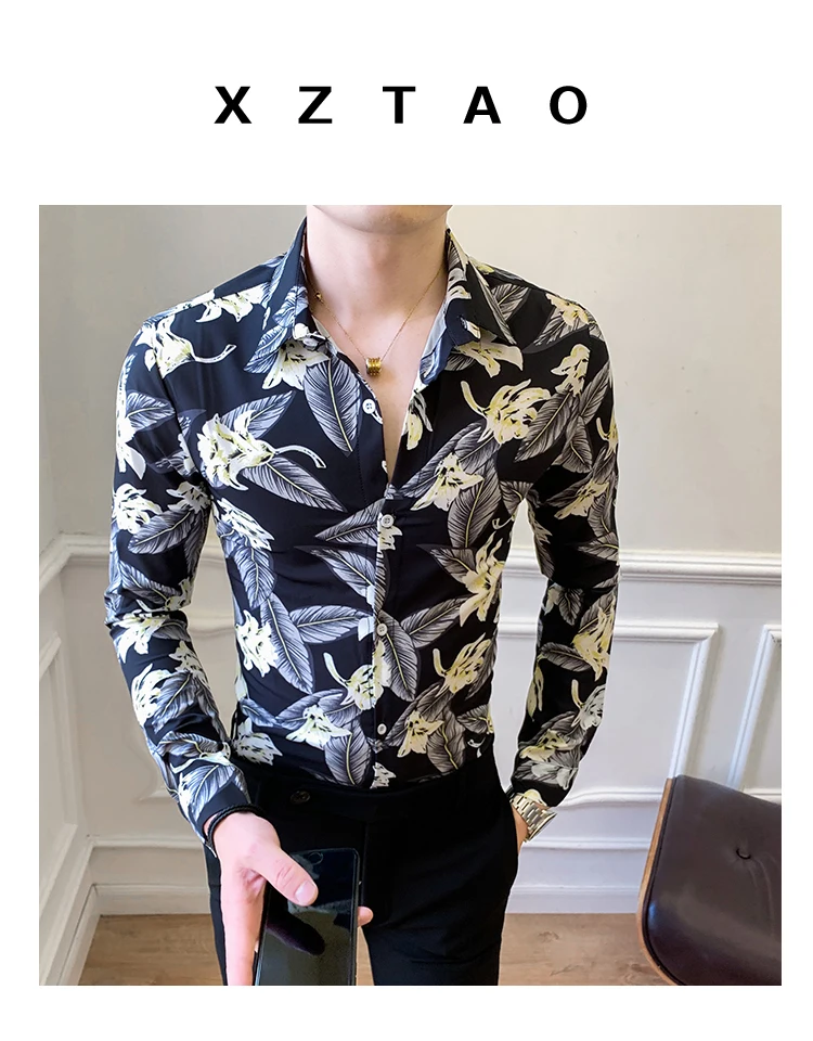 Social Youth рубашки новые мужские рубашки Slim fit рубашка с длинными рукавами и принтом весенний осенний деловой человек вечерние Одежда для ночного клуба
