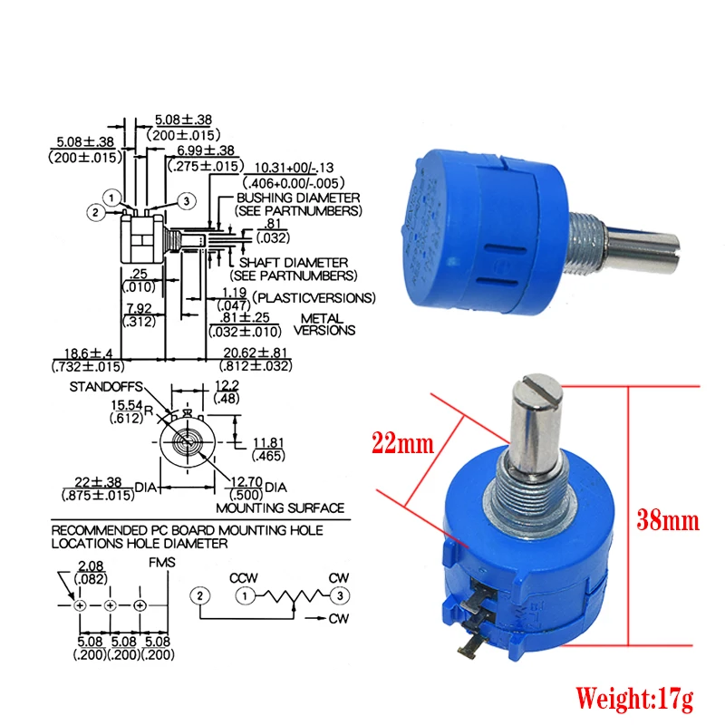 WAVGAT 3590S Multiturn потенциометр 500 1 K, 2K 5K 10K 20K 50K 100K Ом Потенциометр переменный резистор 3590 102 202 502 103