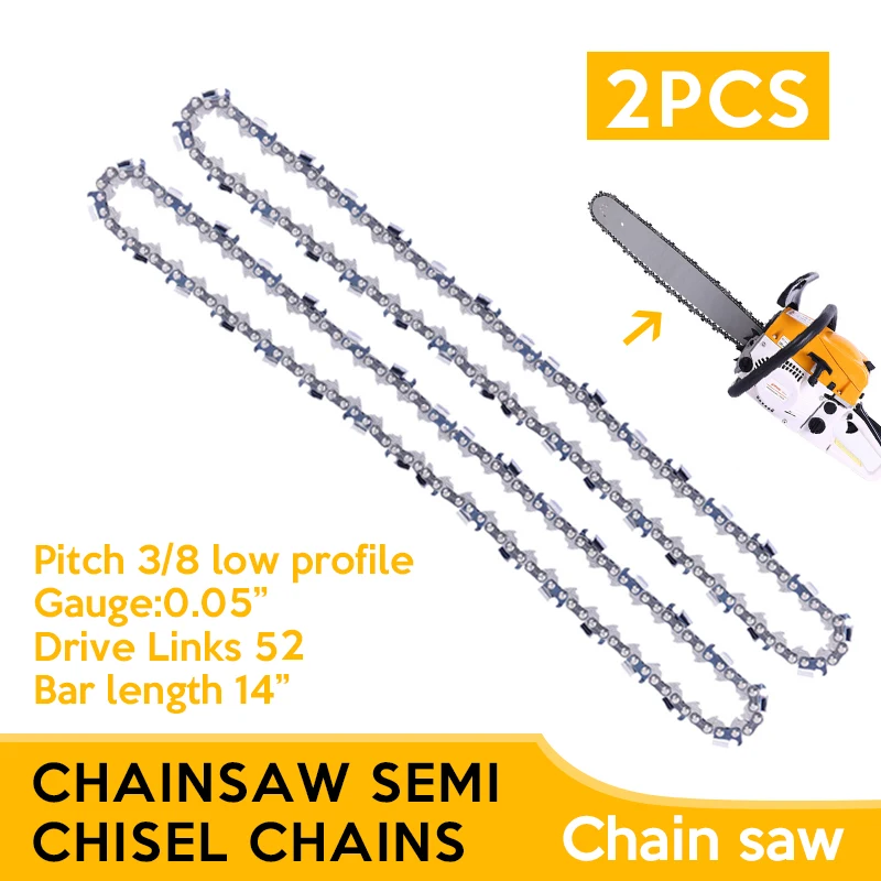 

2pcs/set 14 Inch Chainsaw Saw Chain Drive Link Pitch 52 Link 3/8LP 050 Gauge Chainsaw Blade For Husqvarna Garden Tools