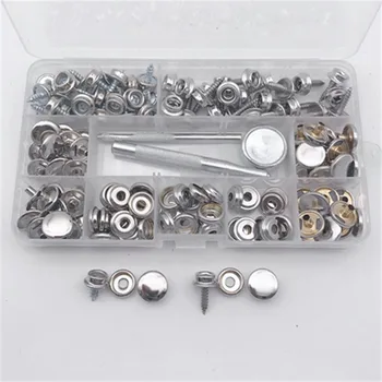 

50 Set Storage Box Punching Rod Canvas Fabric Snap Cover Buttons Fastener Kit