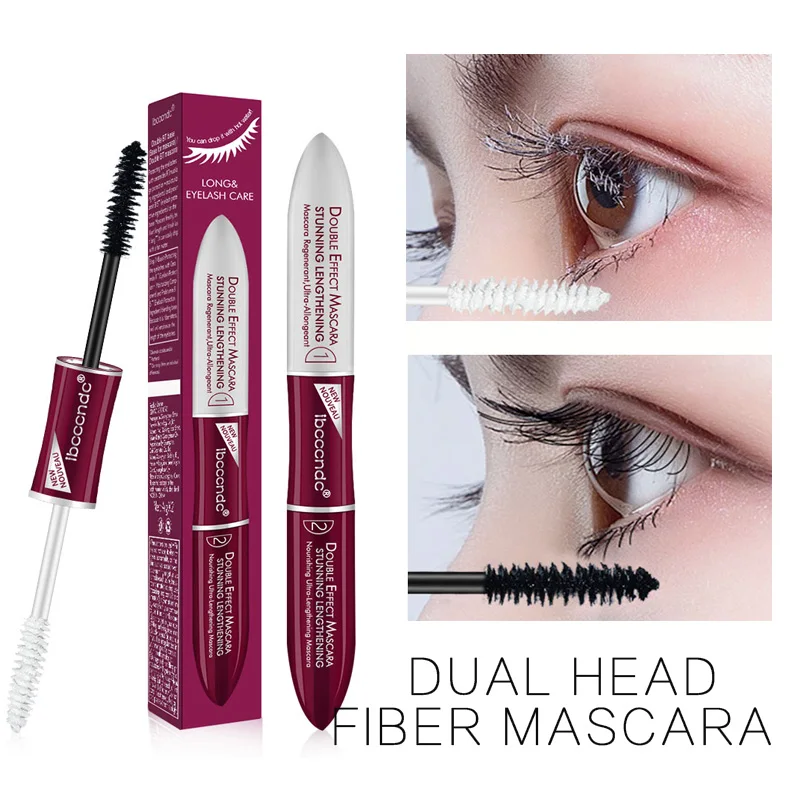 2 in 1 Black Silk Fiber Base Mascara Makeup Set Eyelash Extension