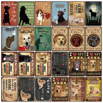 

[ Kelly66 ] Pet Warning Dog Rules Life Is Better With A Labrador Metal Sign Home Decor Bar Wall Art Painting 20*30 CM Size DG-21