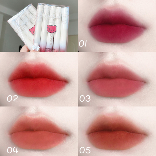 5PCS/set Lip Glaze Set Painting Series Cigarette Case Non-stick Cup Lipstick Set Gift Matte Lip Makeup Cosmetic TSLM1