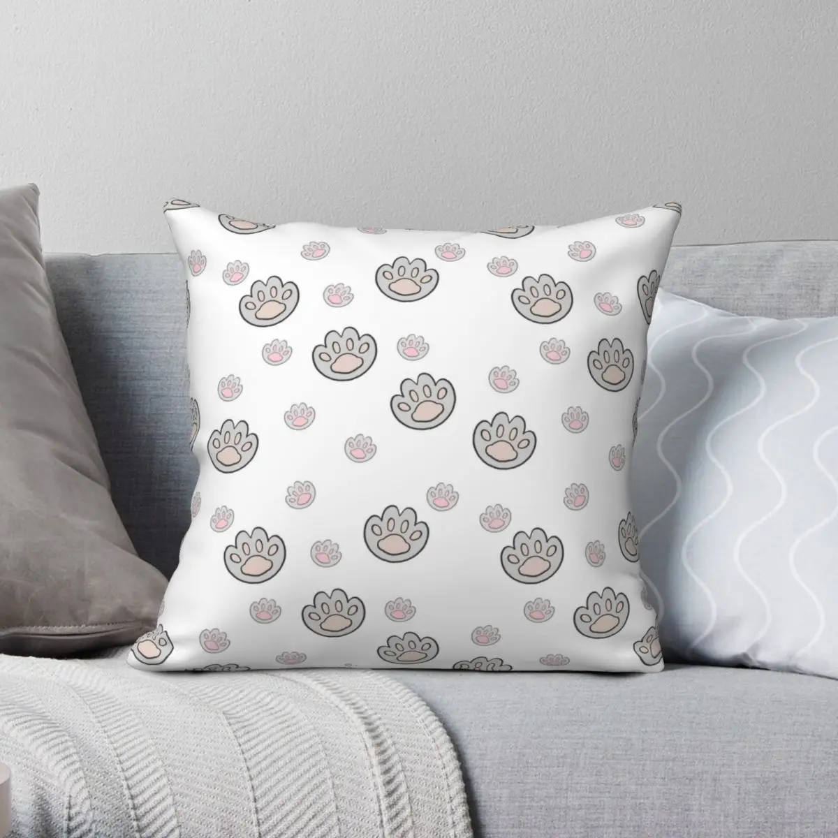 

Cats Paws Pillowcase Polyester Linen Velvet Printed Zip Decor Sofa Seater Cushion Cover