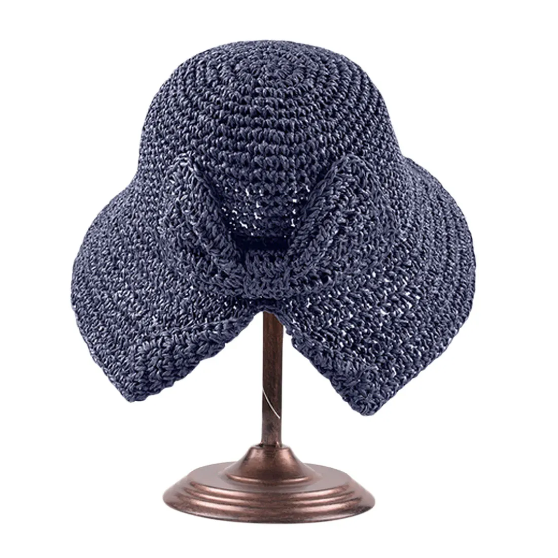 100% Raffia бант шляпа от солнца широкие свисающие поля летние шляпы для женщин Пляжная Панама соломенный котелок, Панама шляпа Femme