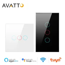 AVATTO – Interrupteur mural tactile intelligent, Wi-Fi, commande vocale, panneau en verre de luxe, pour luminaire, compatible avec Tuya, Alexa et Google Home