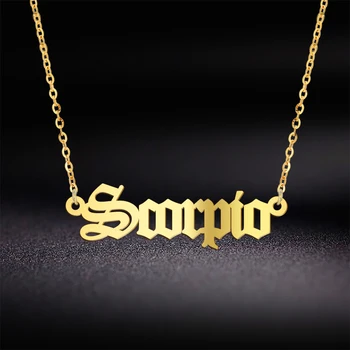 

My Shape 12 Constellation Necklace Girls Customize Name Necklaces Zodiac Necklaces Personalized Letter Stainless Steel Choker