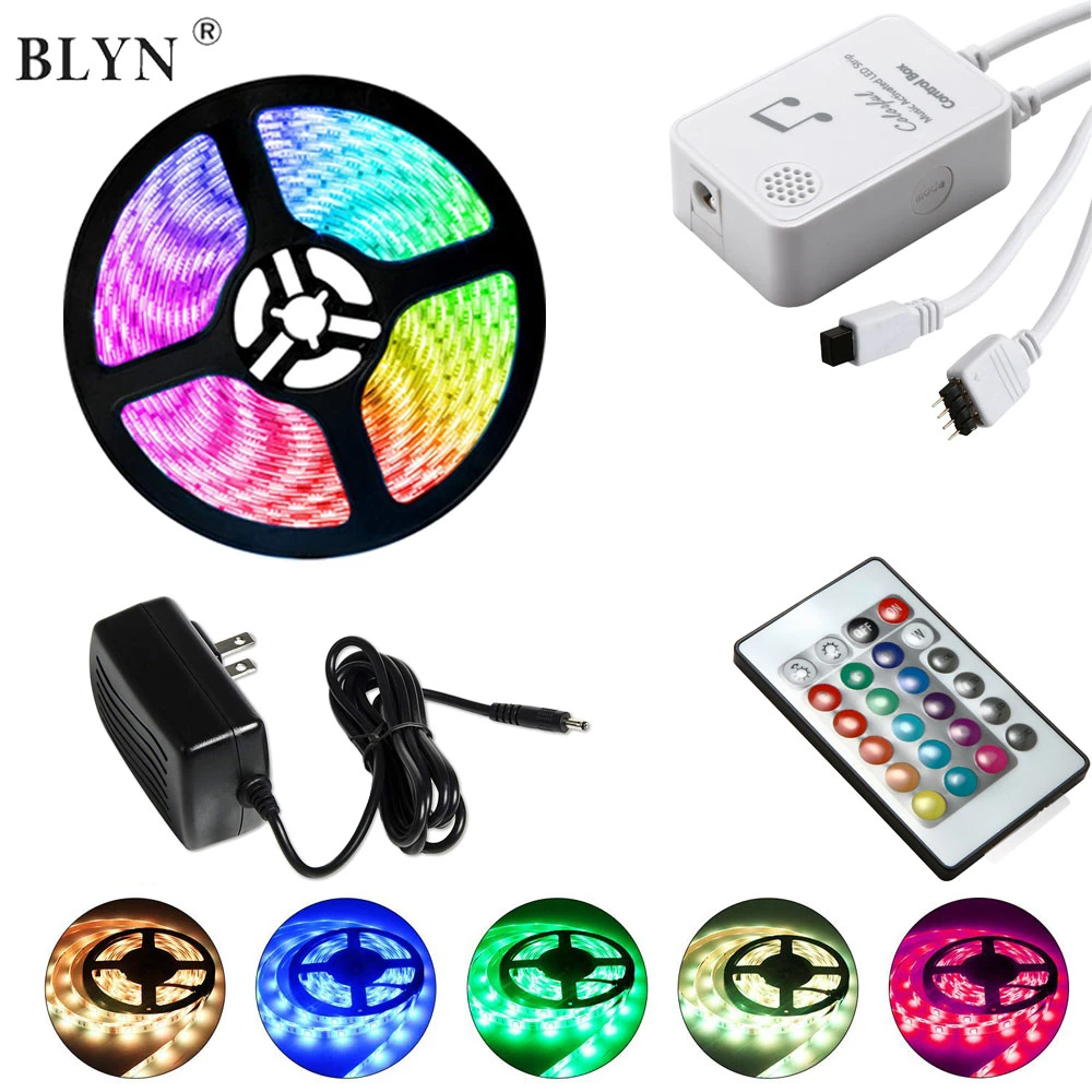 tira de luces led rgb para sincronizacion de musica cinta de luces flexible de 5m10m 5050 resistente al agua con controlador de musica fuente de